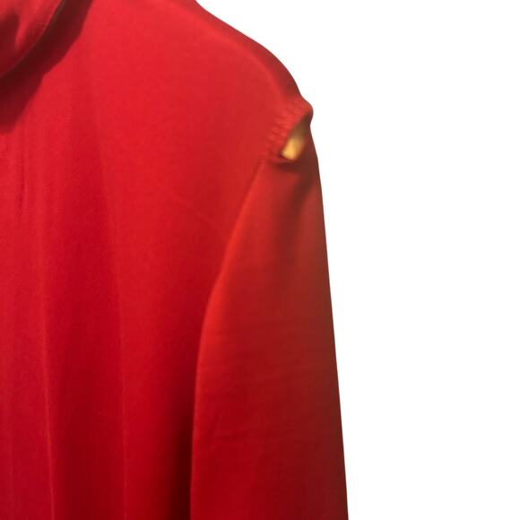 Born Women Pajama Top L Red Button Up Lounge Sleep‎ Shirt Piped Trim Stretchy - Picture 4 of 8